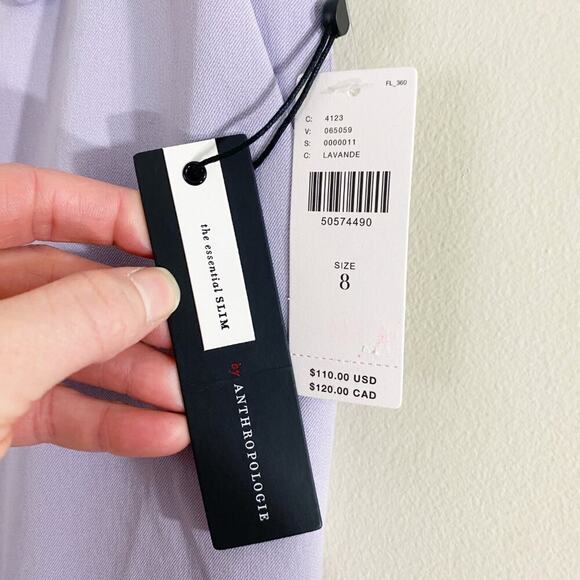 NWT Anthropologie Lavender The Essential Slim Dress Pants Women's Size 8 Ankle - Picture 3 of 7